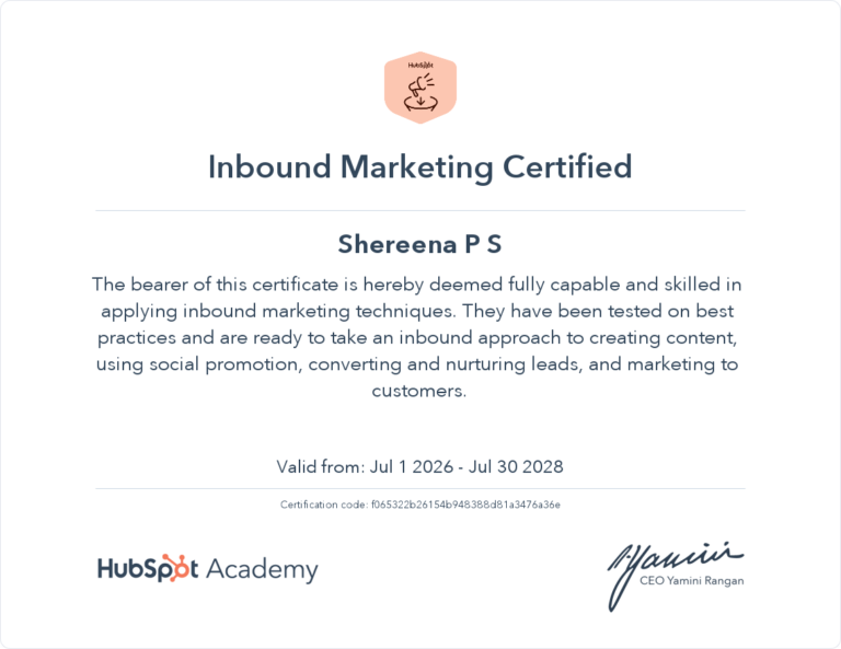 Inbound Market Certificate